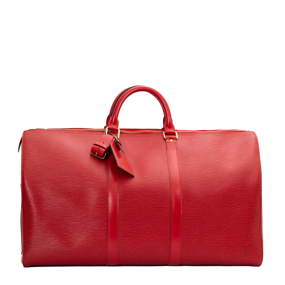 Sac Keepall 50 Vintage en cuir épi rouge