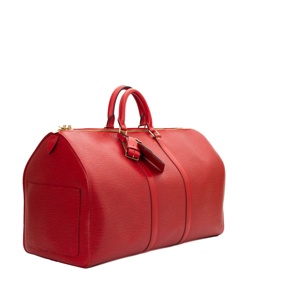 Sac Keepall 50 Vintage en cuir épi rouge