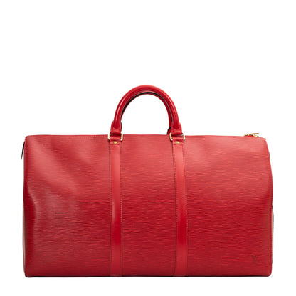 Sac Keepall 50 Vintage en cuir épi rouge