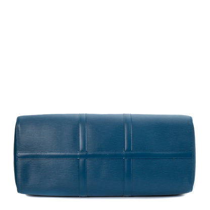 Sac Keepall 50 Vintage en cuir épi bleu