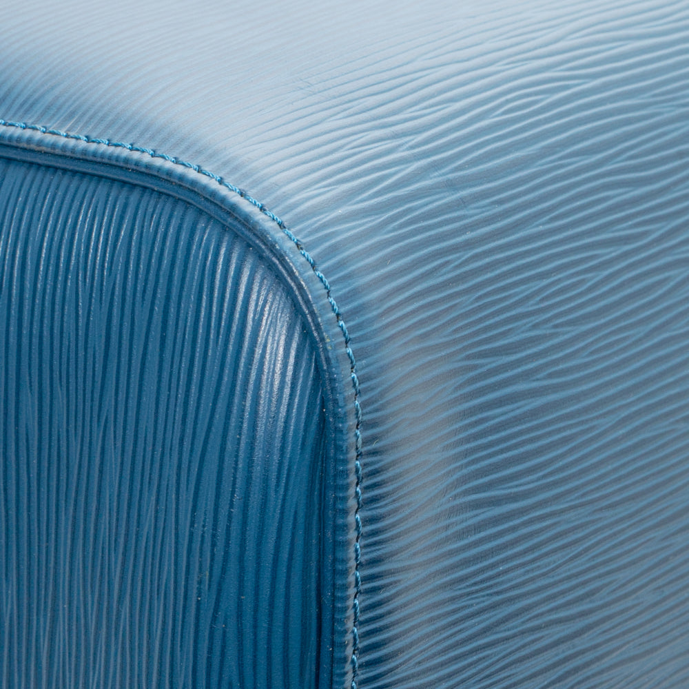 Sac Keepall 50 Vintage en cuir épi bleu