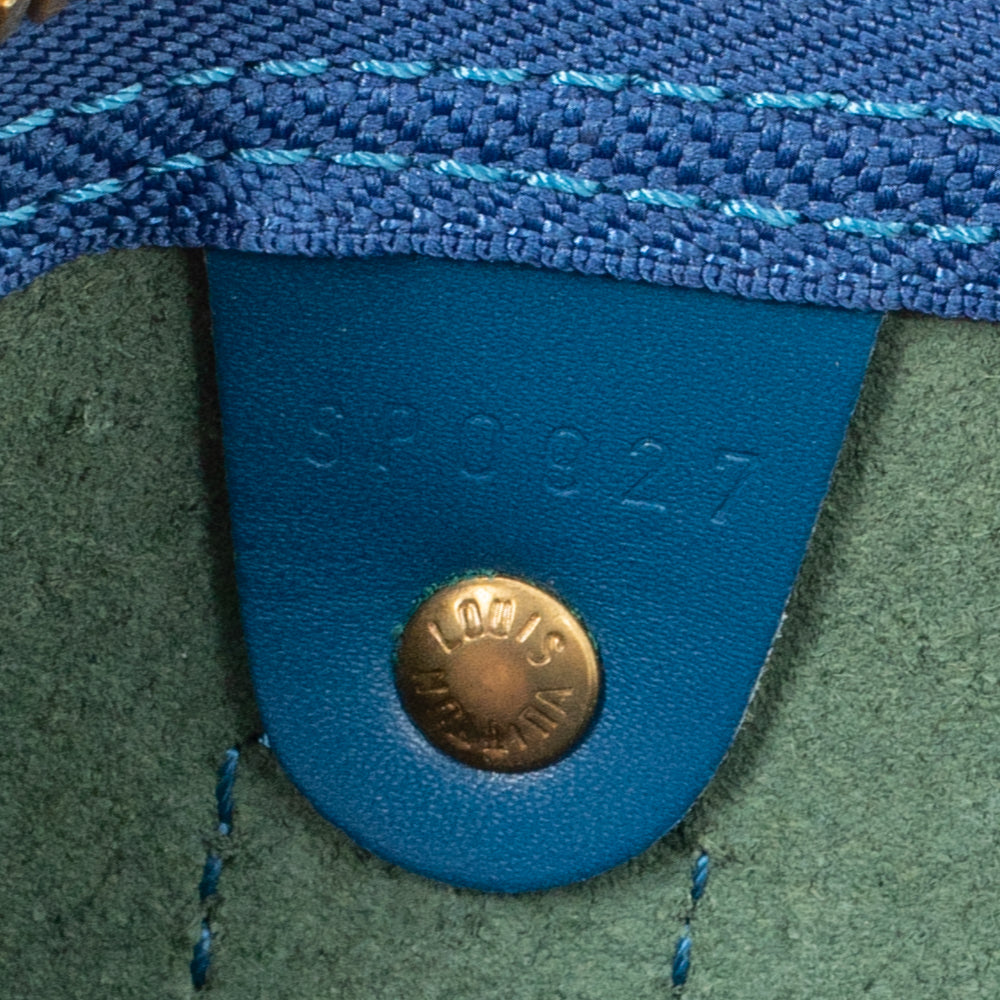Sac Keepall 50 Vintage en cuir épi bleu