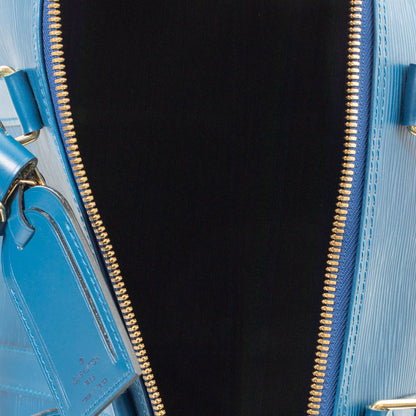 Sac Keepall 50 Vintage en cuir épi bleu