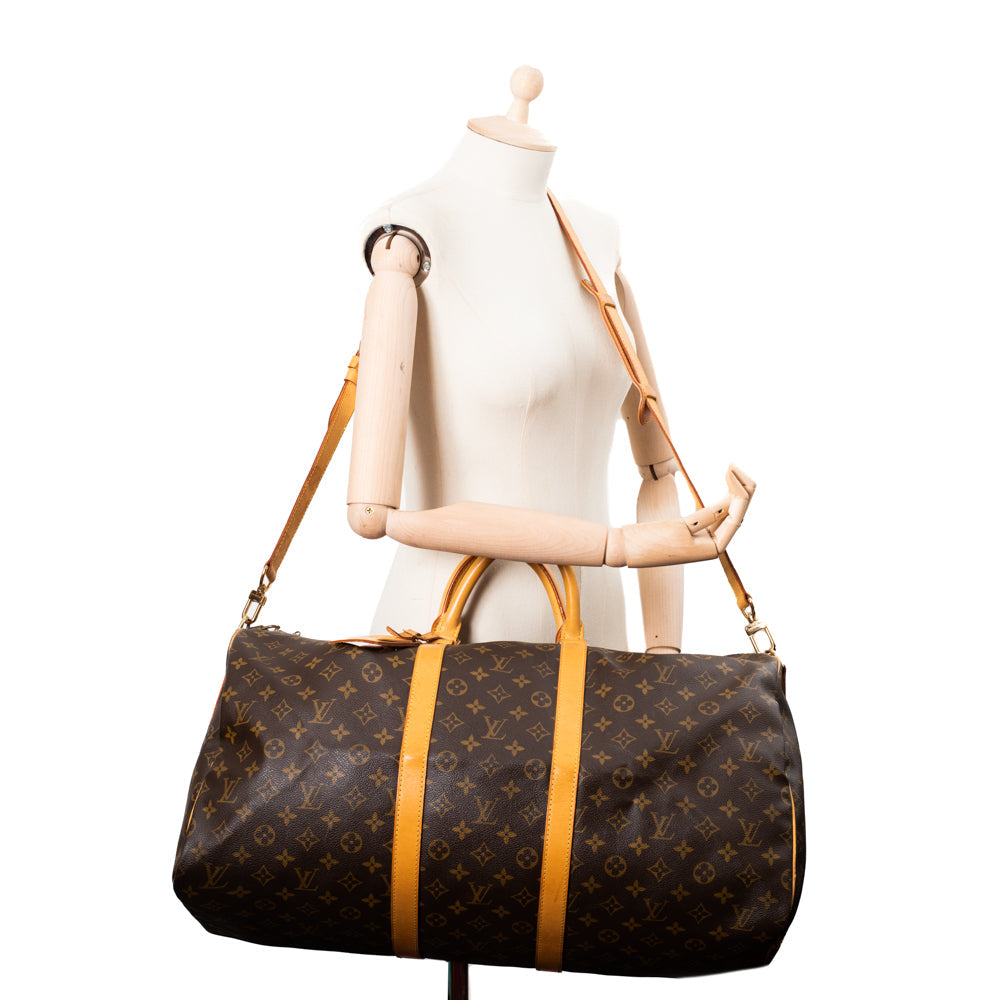 Sac Keepall 55 Vintage en toile monogram marron