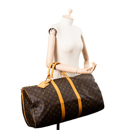 Sac Keepall 55 Vintage en toile monogram marron