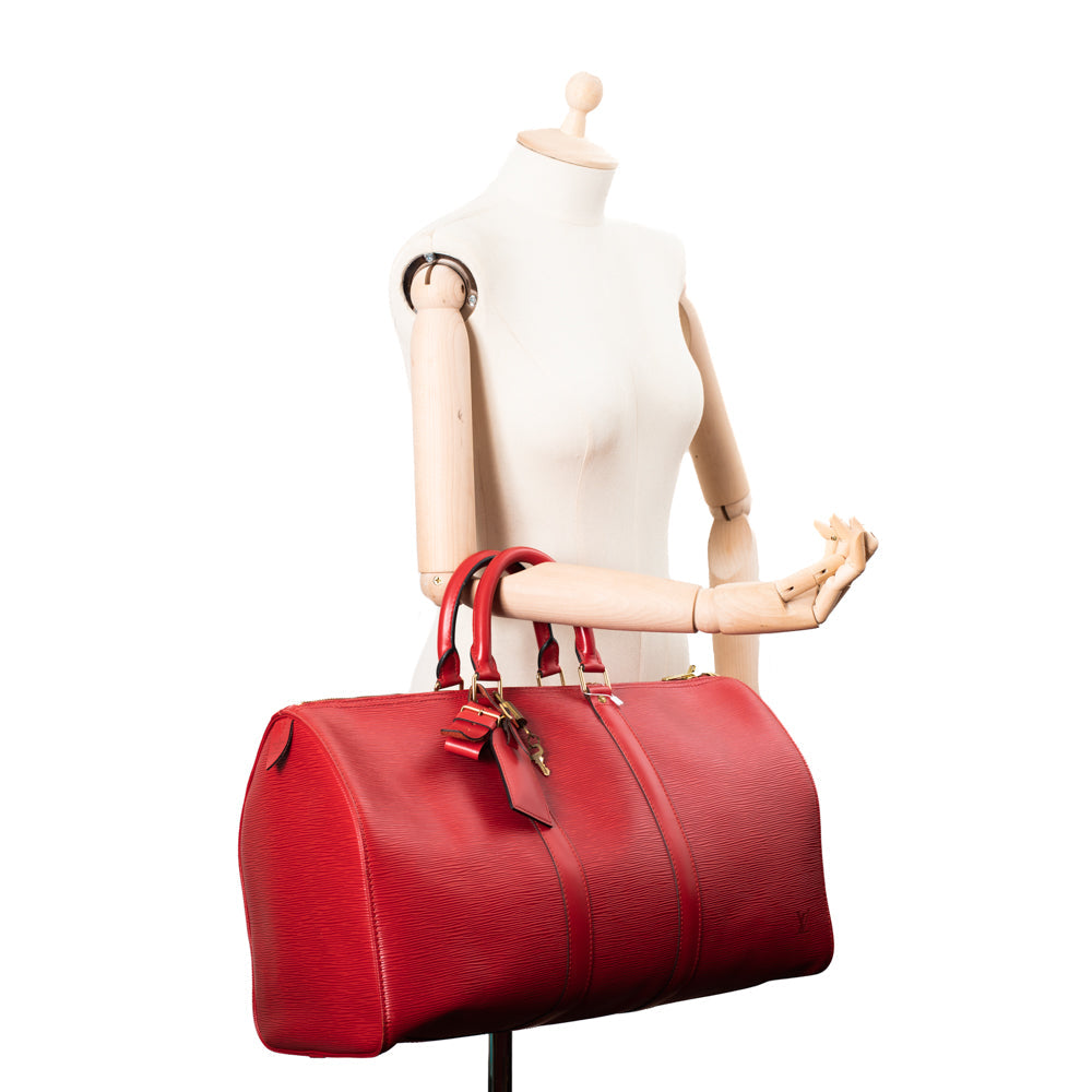 Sac Keepall 45 Vintage en cuir épi rouge