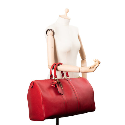 Sac Keepall 45 Vintage en cuir épi rouge