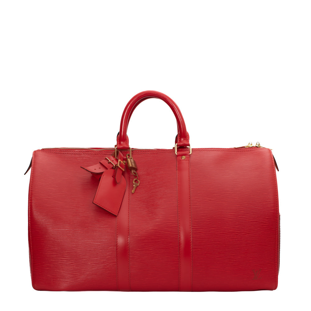 Sac Keepall 45 Vintage en cuir épi rouge