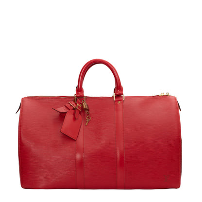 Sac Keepall 45 Vintage en cuir épi rouge