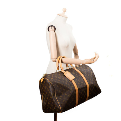 Sac Keepall 50 Vintage en toile monogram marron