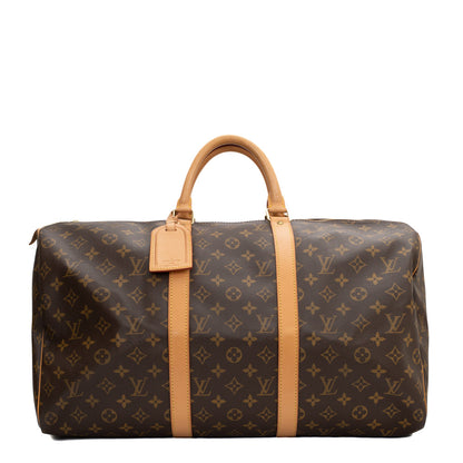 Sac Keepall 50 Vintage en toile monogram marron