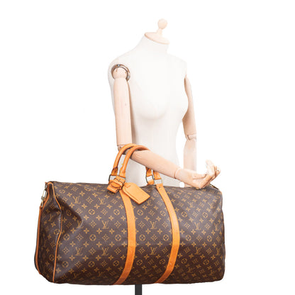 Sac Keepall 60 Vintage en toile monogram marron