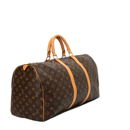 Sac Keepall 50 Vintage en toile monogram marron