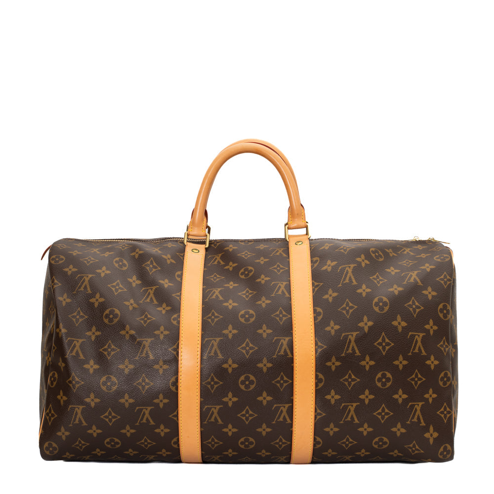 Sac Keepall 50 Vintage en toile monogram marron