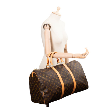 Sac Keepall 50 Vintage en toile monogram marron
