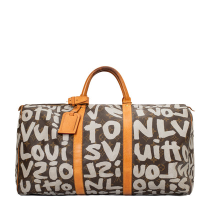 Sac Keepall 50 Vintage Edition Limitée en toile monogram gris
