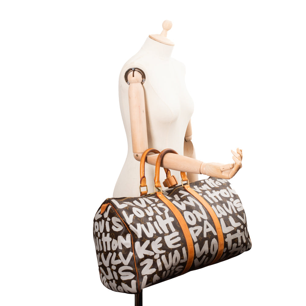 Sac Keepall 50 Vintage Edition Limitée en toile monogram gris