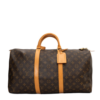 Sac Keepall 50 Vintage en toile monogram marron