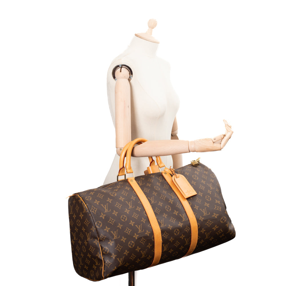 Sac Keepall 50 Vintage en toile monogram marron