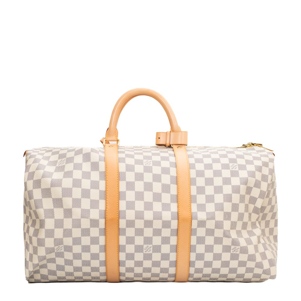 Sac Keepall 50 Vintage en toile damier azur