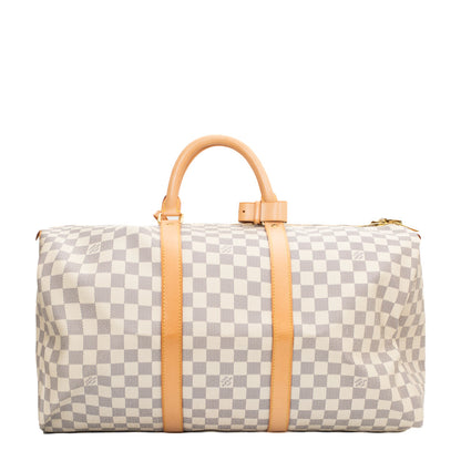 Sac Keepall 50 Vintage en toile damier azur
