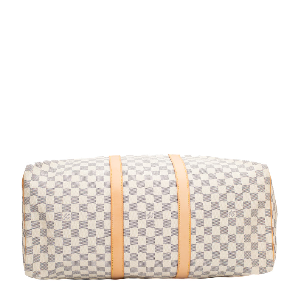 Sac Keepall 50 Vintage en toile damier azur