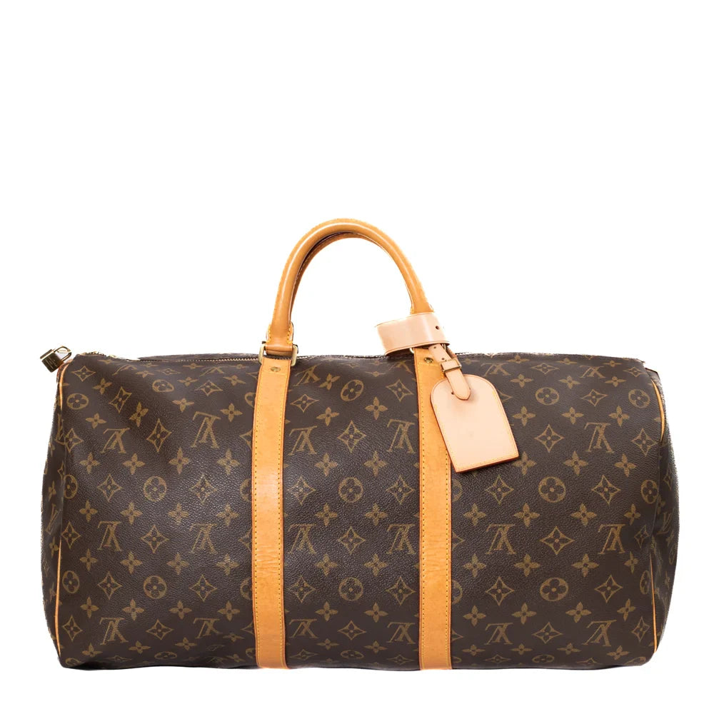 Sac Keepall 50 Vintage en toile monogram marron