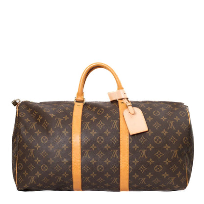 Sac Keepall 50 Vintage en toile monogram marron