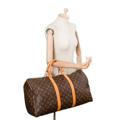 Sac Keepall 50 Vintage en toile monogram marron