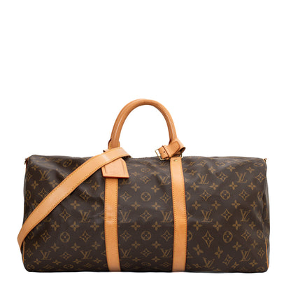 Sac Keepall 50 Vintage en toile monogram marron