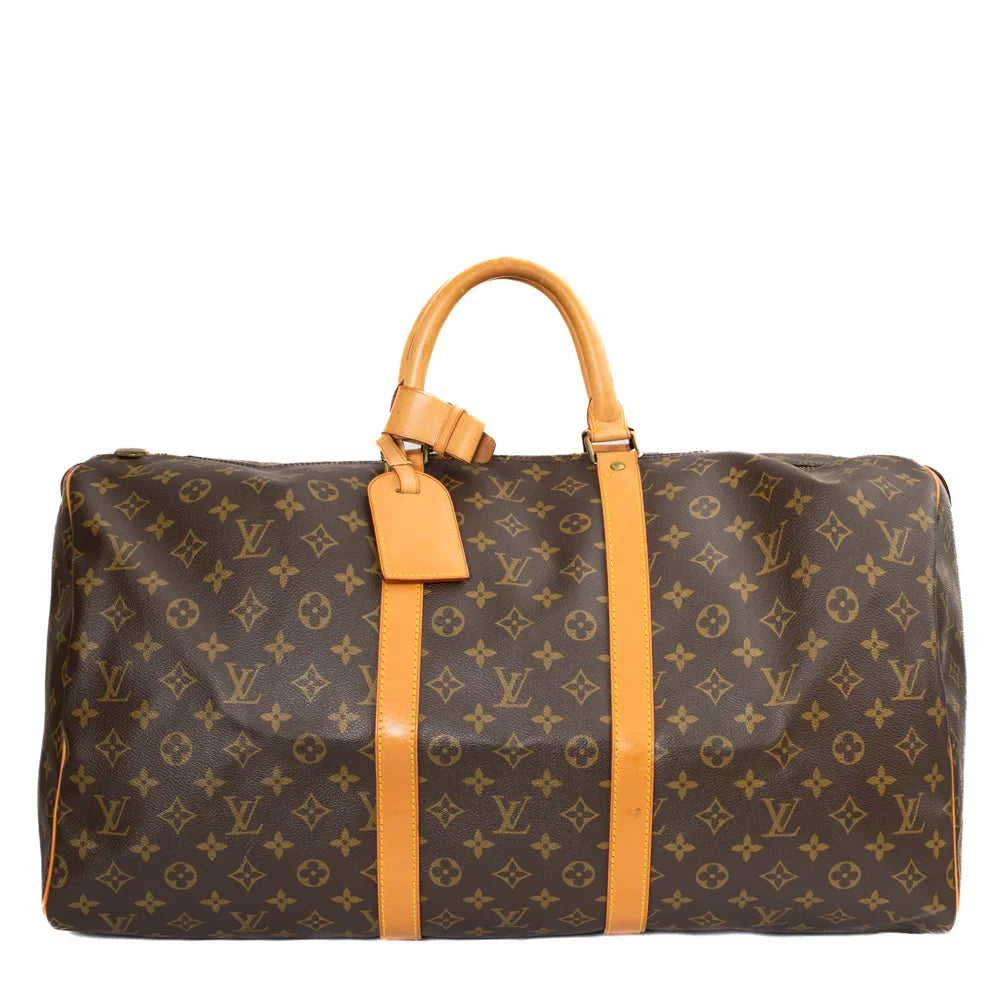 Sac Keepall 55 Vintage en toile monogram marron