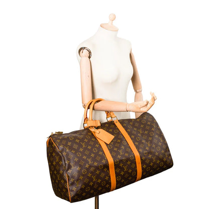 Sac Keepall 55 Vintage en toile monogram marron