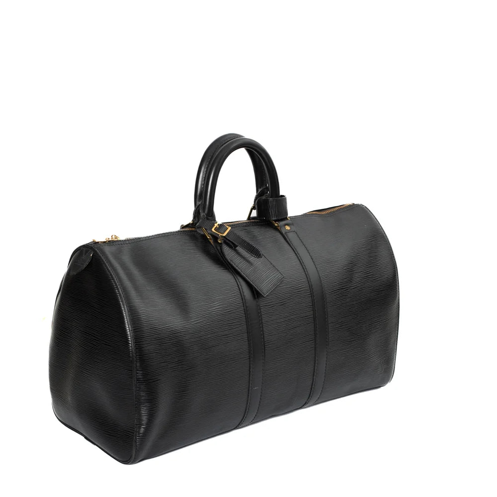 Sac Keepall 45 Vintage en cuir épi noir