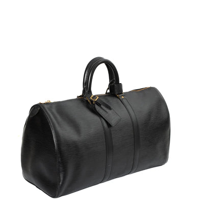 Sac Keepall 45 Vintage en cuir épi noir