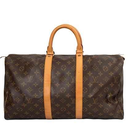 Sac Keepall 60 Vintage en toile monogram marron