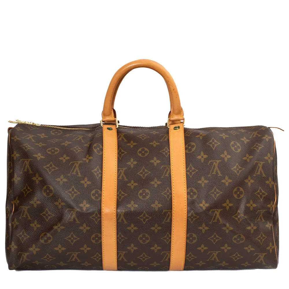 Sac Keepall 60 Vintage en toile monogram marron