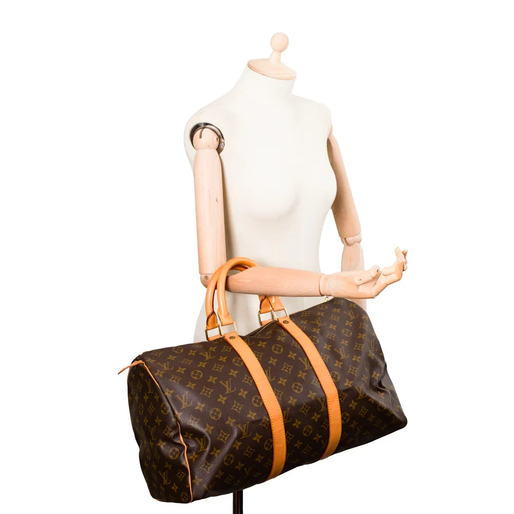Sac Keepall 60 Vintage en toile monogram marron