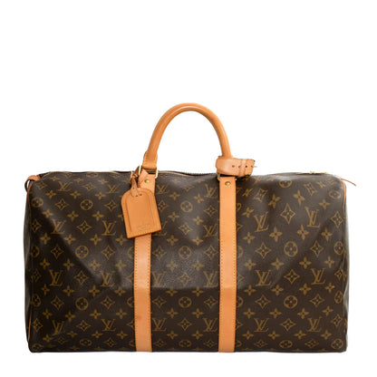 Sac Keepall 50 Vintage en toile monogram marron