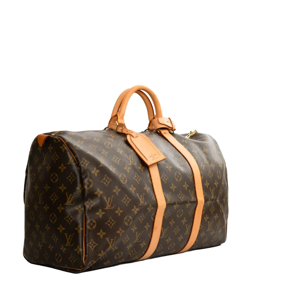 Sac Keepall 50 Vintage en toile monogram marron