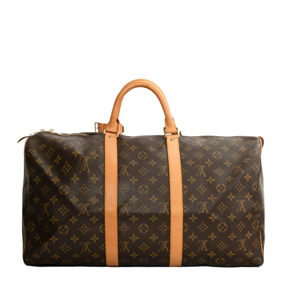 Sac Keepall 50 Vintage en toile monogram marron