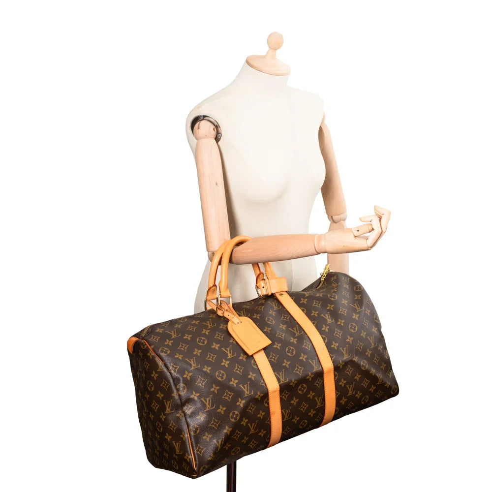 Sac Keepall 50 Vintage en toile monogram marron