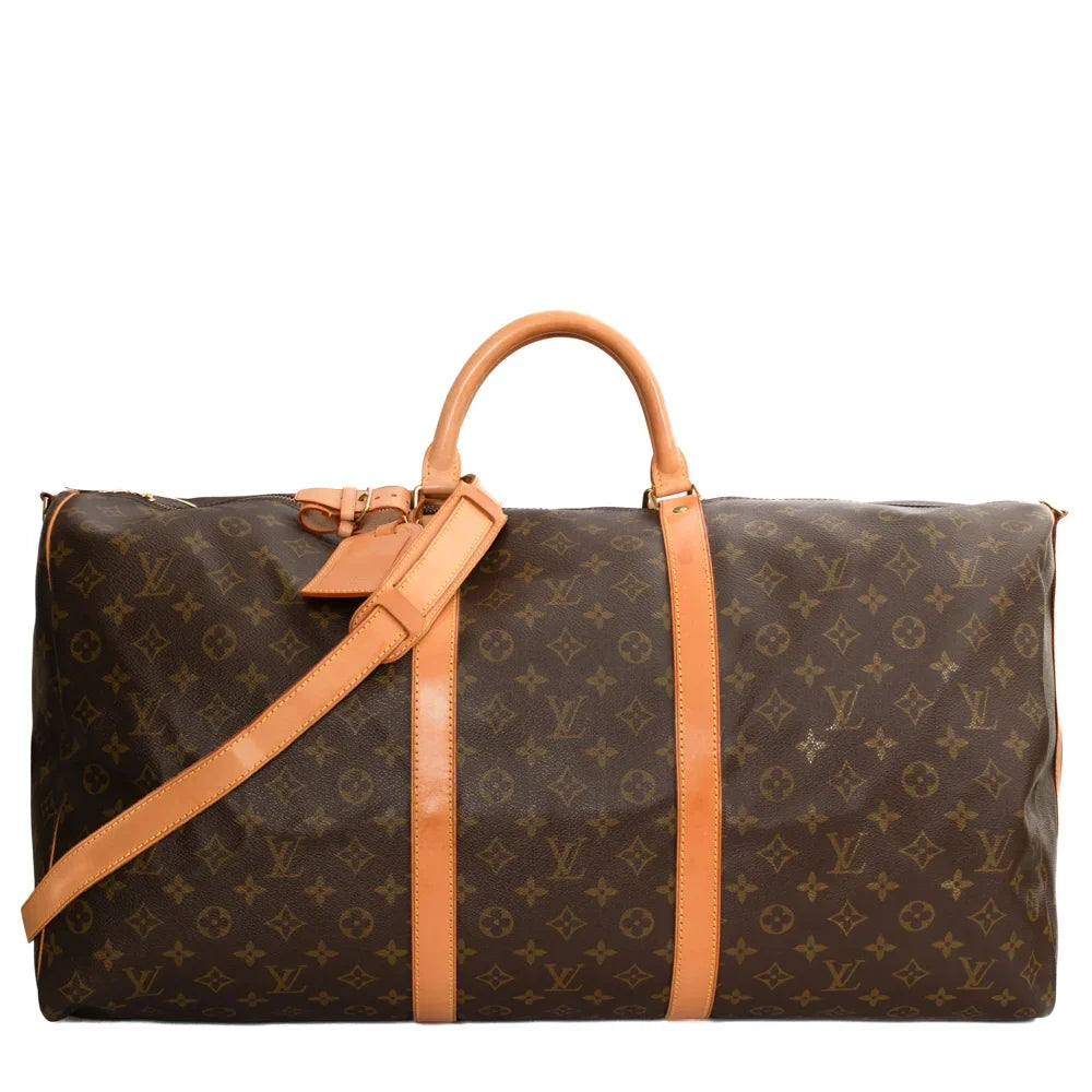 Sac Keepall 60 Vintage en toile monogram marron