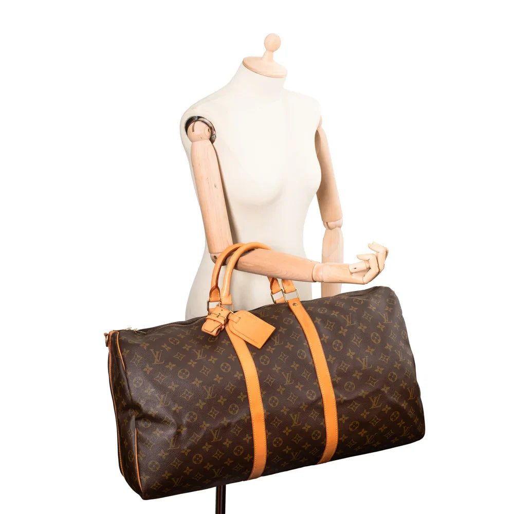 Sac Keepall 60 Vintage en toile monogram marron
