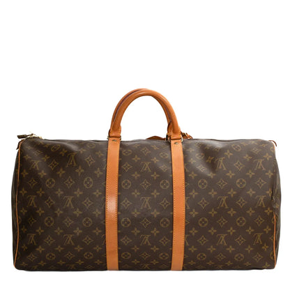 Sac Keepall 55 Vintage en toile monogram marron