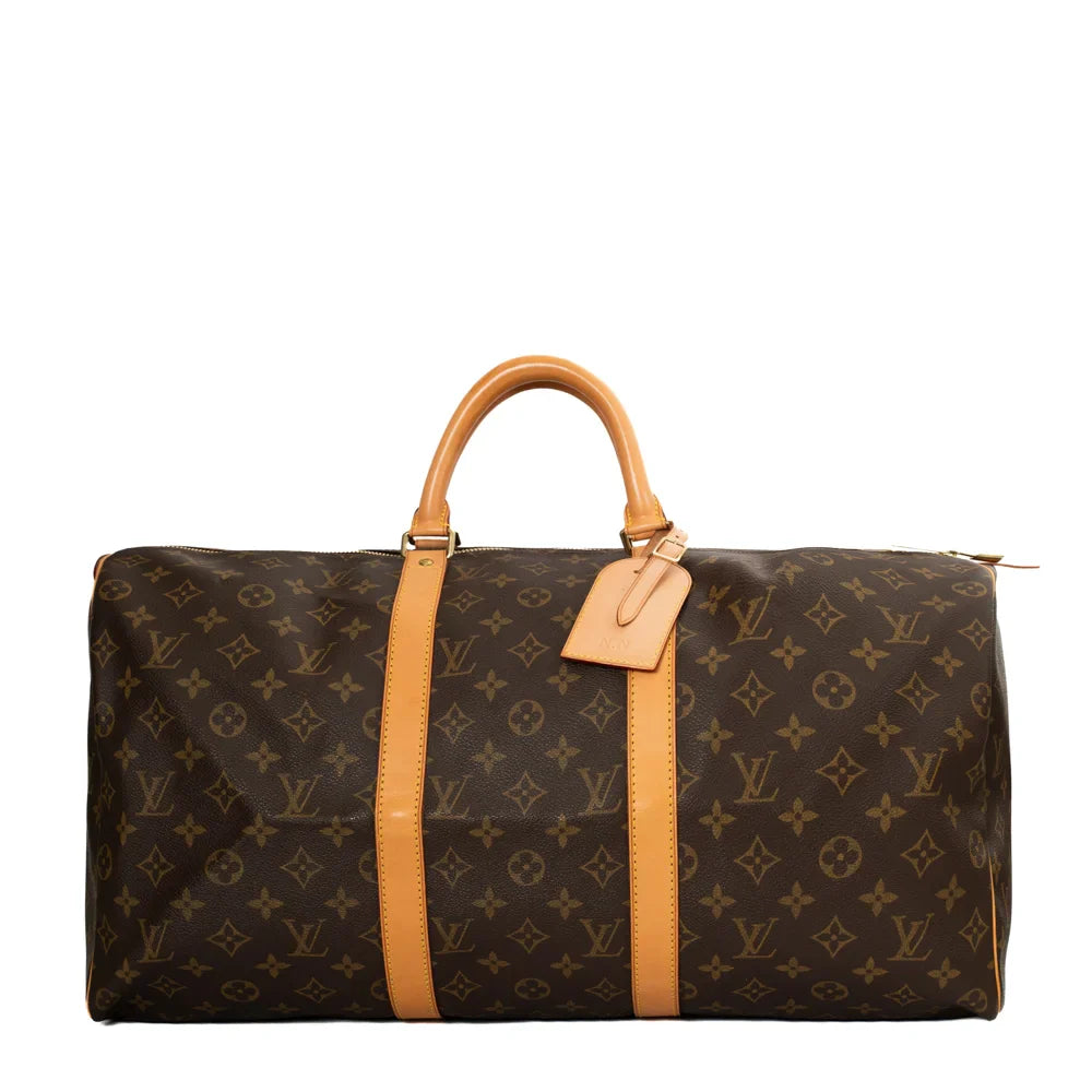 Sac Keepall 50 Vintage en toile monogram marron