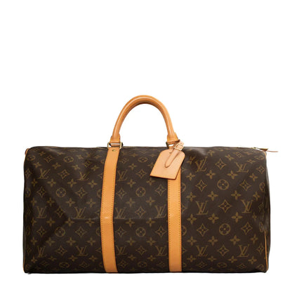 Sac Keepall 50 Vintage en toile monogram marron