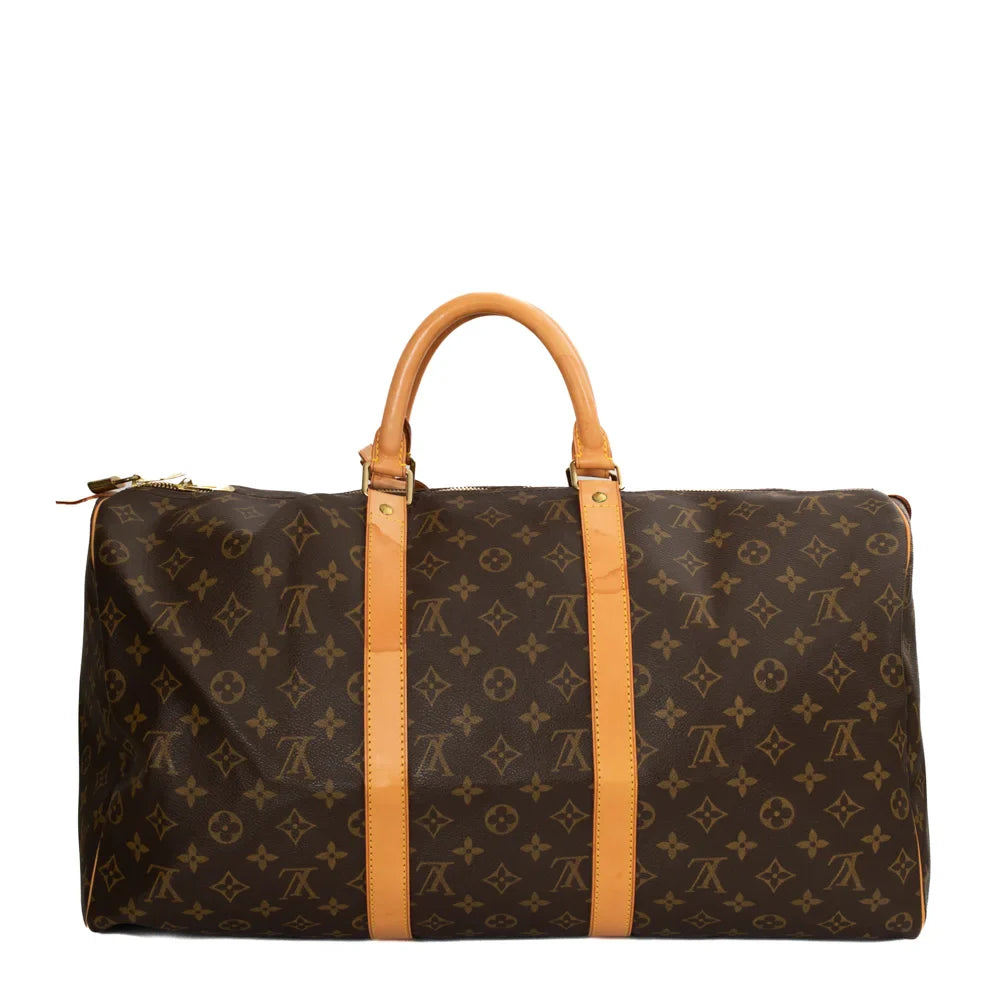 Sac Keepall 50 Vintage en toile monogram marron
