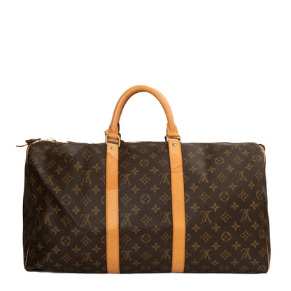 Sac Keepall 50 Vintage en toile monogram marron