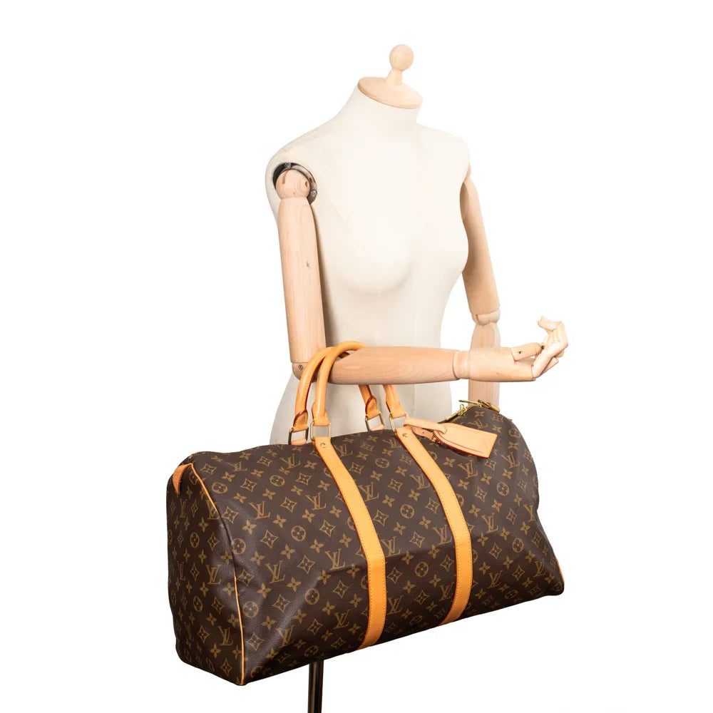 Sac Keepall 50 Vintage en toile monogram marron