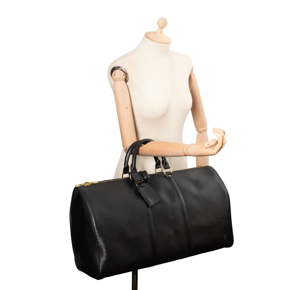 Sac Keepall 50 Vintage en cuir épi noir